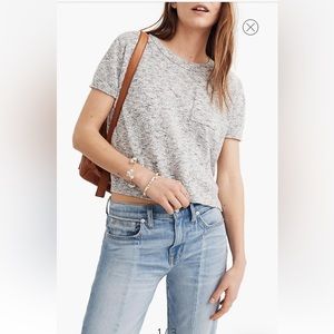 - Madewell Women’s sweater Shirt Short Sleeve Gray Front Tie Cotton Crewneck XS